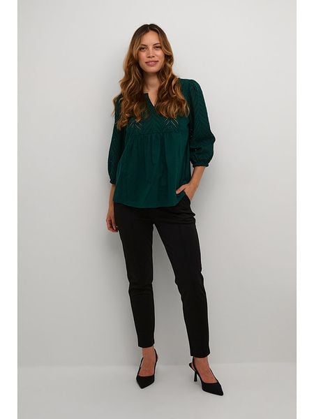 CULTURE Bluzka w kolorze zielonym rozmiar: M. Zielone bluzki damskie Culture, m, bez wzorów, z bawełny, bez kołnierzyka, bez ramiączek. Za 113.99 zł.