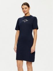 Tommy Hilfiger Sukienka codzienna Short Sleeve Short Dress WW0WW43830 Granatowy Slim Fit. Niebieskie sukienki damskie Tommy Hilfiger, na co dzień, xl, bez wzorów, z bawełny, bez kołnierzyka, bez ramiączek, proste. Za 299.99 zł.