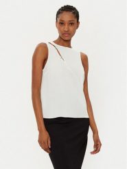 Patrizia Pepe Bluzka 8C0760/A8I1-W146 Biały Regular Fit. Białe bluzki damskie Patrizia Pepe, bez wzorów, z syntetyku, bez ramiączek. Za 489.99 zł.
