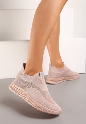 Różowe Buty Sportowe ze Skarpetkową Cholewką Pinke. Czerwone buty sportowe na co dzień damskie Renee, bez wzorów, z dresówki. Za 54.99 zł.