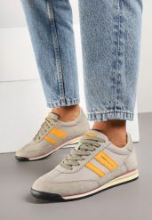 Beżowe Sneakersy Klasyczne Tenisówki ze Skórzaną Wkładką i Zamszem Naturalnym Tilritia. Brązowe trampki i tenisówki damskie Born2be, bez wzorów, z jeansu. Za 179.99 zł.