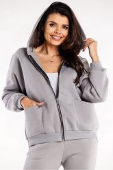 Luźna bluza z kapturem rozpinana z kieszeniami szara. Szare bluzy z kapturem damskie Infinite You, l, z bawełny. Za 259.00 zł.