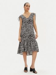 KARL LAGERFELD Sukienka letnia 241W1308 Czarny Regular Fit. Czarne sukienki damskie Karl Lagerfeld, na lato, bez wzorów, ze lnu, bez kołnierzyka, bez ramiączek. Za 799.99 zł.