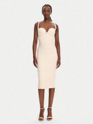 Elisabetta Franchi Sukienka koktajlowa AB85052E2 193 Beżowy Regular Fit. Brązowe sukienki damskie Elisabetta Franchi, bez wzorów, z syntetyku, wizytowe, bez kołnierzyka, bez ramiączek. Za 1,899.00 zł.