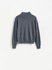 Sweter z wełny merino - ciemnoszary. Szare swetry klasyczne damskie Reserved, l, z wełny, bez kołnierzyka. Za 259.99 zł.