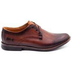 Joker Buty męskie wizytowe 328 brązowe. Brązowe buty wizytowe męskie z jeansu, bez zapięcia. Za 351.82 zł.