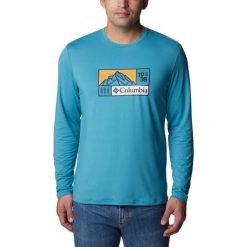 Koszulka sportowa męska Columbia Tech Trail Graphic z długim rękawem. Niebieskie t-shirty sportowe męskie Columbia, m, bez ramiączek. W wyprzedaży za 271.00 zł.