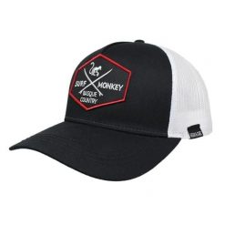 Czapka Trucker - 5 paneli / Recykling / Jeden rozmiar (Czarny/Biały). Czarne czapki z daszkiem damskie SURF MONKEY, z aplikacjami. Za 159.95 zł.