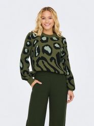JDY Sweter "Lorraine" w kolorze ciemnozielono-czarnym rozmiar: XL. Zielone swetry klasyczne damskie JDY, xl, bez kołnierzyka. Za 96.37 zł.