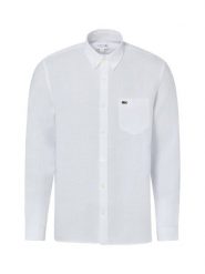 Lacoste koszula lniana Mężczyźni Regular Fit len biały, 40. Białe koszule męskie Lacoste, m, bez wzorów, ze lnu, bez kołnierzyka, bez ramiączek. Za 699.95 zł.