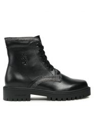 U.S. Polo Assn. Trzewiki KARMA007 Czarny. Czarne botki damskie U.S. Polo Assn., ze skóry, bez obcasa, na płaskiej podeszwie, bez zapięcia. Za 539.99 zł.
