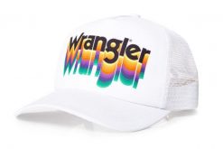 MĘSKA CZAPKA Z DASZKIEM WRANGLER TRUCKER CAP WHITE W0M36U512 112125683. Białe czapki męskie Wrangler, bez wzorów, eleganckie. W wyprzedaży za 39.99 zł.