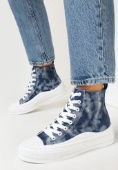 Granatowe Trampki za Kostkę Stylizowane na Jeansowe Zoriva. Niebieskie trampki i tenisówki damskie Born2be, bez wzorów, z jeansu, za kostkę. Za 29.99 zł.