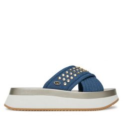 Klapki Liu Jo. Niebieskie klapki damskie Liu Jo, bez wzorów, bez obcasa. Za 479.99 zł.