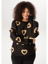 Aniston Sweter w kolorze czarno-jasnobrązowym rozmiar: 48. Czarne swetry klasyczne damskie Aniston, bez kołnierzyka. Za 173.99 zł.