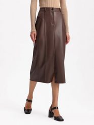 BGN Spódnica w kolorze ciemnobrązowym rozmiar: 34. Brązowe spódniczki damskie BGN, bez wzorów, z podwyższonym stanem, midi, proste. Za 121.95 zł.