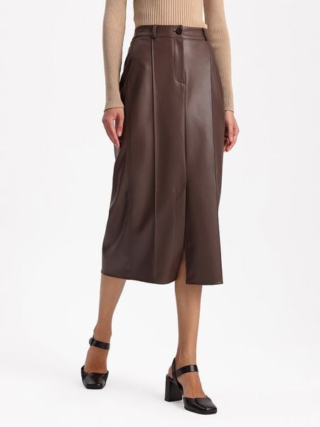 BGN Spódnica w kolorze ciemnobrązowym rozmiar: 34. Brązowe spódniczki damskie BGN, bez wzorów, z podwyższonym stanem, midi, proste. Za 121.95 zł.