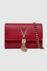 VALENTINO Mała czerwona kopertówka Divina Pochette SS26. Czerwone torebki wieczorowe Valentino by Mario Valentino, bez wzorów, bez kołnierzyka, bez ramiączek. W wyprzedaży za 171.99 zł.