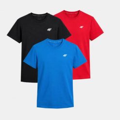 ZESTAW KOSZULEK MĘSKICH 4F KOMPLET 3 SZTUKI T-SHIRT TTSHM3341. T-shirty męskie 4f, m, bez wzorów, z bawełny, bez kołnierzyka. Za 113.70 zł.