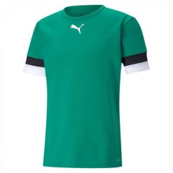Koszulka piłkarska męska PUMA teamRISE Jersey. Czarne t-shirty sportowe męskie Puma, m, z jersey, bez ramiączek, do piłki nożnej. Za 99.50 zł.