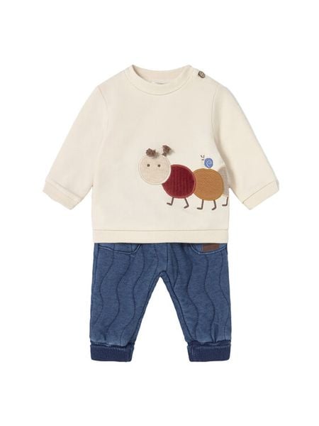 Mayoral Komplet bluza i spodnie materiałowe 2584 Écru Regular Fit. Bluzy i bluzki niemowlęce Mayoral, bez wzorów, z bawełny. Za 159.99 zł.