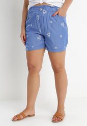 Jasnoniebieskie Szorty Khloressa. Niebieskie szorty damskie Born2be, bez wzorów. Za 29.99 zł.