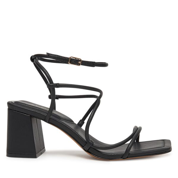 Sandały Aldo. Czarne sandały damskie Aldo, bez wzorów, bez obcasa, na słupku. Za 469.99 zł.