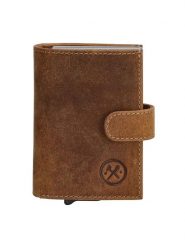 HIDE & STITCHES Skórzany portfel w kolorze jasnobrązowym - 8 x 10 x 2 cm rozmiar: onesize. Brązowe portfele męskie HIDE & STITCHES, bez wzorów, z materiału. Za 113.99 zł.