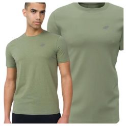 T-shirt męski bawełniany 4F 4FWSS25TTSHM3096. Niebieskie t-shirty męskie 4f, m, bez wzorów, z bawełny, bez kołnierzyka. Za 39.99 zł.
