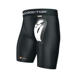 Spodenki kompresyjne Core Shock Doctor czarne wygodne. Czarne szorty męskie SHOCK DOCTOR, z materiału, bez kołnierzyka. Za 295.00 zł.