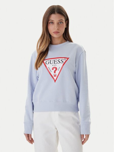 Guess Bluza W2YQ16 KBA11 Błękitny Regular Fit. Niebieskie bluzy bez kaptura damskie Guess, xs, z bawełny. Za 299.99 zł.