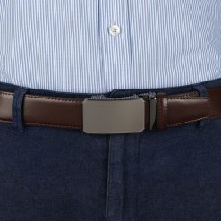 Pasek męski skórzany 3,5 cm klamra automatyczna Beltimore brązowy 03-595 : Kolory - brązowy, beżowy, Rozmiar pasków - r.110-125 cm. Brązowe paski męskie bez wzorów, ze skóry, wizytowe. Za 64.99 zł.
