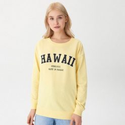 Bluza z nadrukiem - Żółty. Żółte bluzy bez kaptura damskie House, l. Za 119.99 zł.