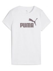 Puma Koszulka "Ess No. 1" w kolorze białym rozmiar: S. Białe bluzki damskie Puma, s, bez wzorów, bez kołnierzyka, bez ramiączek. Za 68.95 zł.