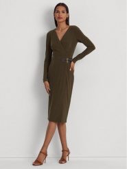 Lauren Ralph Lauren Sukienka codzienna 250751548008 Zielony Regular Fit. Zielone sukienki damskie Lauren Ralph Lauren, na co dzień, bez wzorów, z syntetyku, bez kołnierzyka, bez ramiączek, proste. Za 699.99 zł.