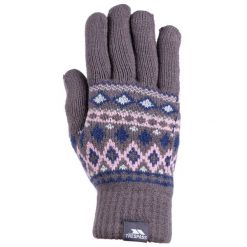 Rękawiczki Unisex Dla Dorosłych Shawny. Szare rękawiczki damskie Trespass, bez wzorów, z dzianiny. Za 76.99 zł.