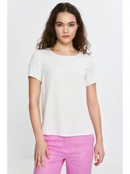 Nife Koszulka w kolorze kremowym rozmiar: 40. Brązowe bluzki damskie Nife, bez wzorów, z wiskozy, bez kołnierzyka, bez ramiączek. Za 121.80 zł.