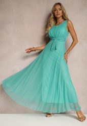 Jasnoniebieska Koktajlowa Sukienka z Tiulowym Dołem Bez Rękawów Elastar. Niebieskie sukienki damskie Renee, na wesele, m, bez wzorów, z tiulu, eleganckie, bez kołnierzyka, bez ramiączek, maxi. W wyprzedaży za 69.99 zł.