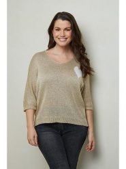 Curvy Lady Sweter w kolorze beżowym rozmiar: 44/46. Brązowe swetry klasyczne damskie Curvy Lady, z wiskozy, bez kołnierzyka. Za 119.40 zł.
