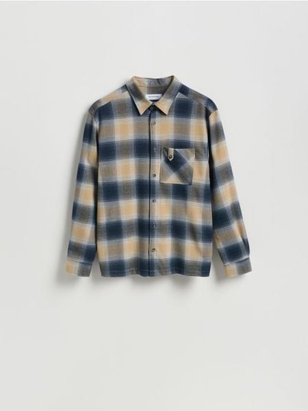 Koszula comfort fit w kratę - wielobarwny. Koszule męskie Reserved, l, bez wzorów, z tkaniny, bez kołnierzyka, bez ramiączek. Za 139.99 zł.