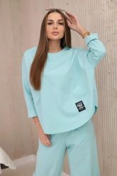 Komplet new punto bluza + spodnie miętowy. Zielone bluzy bez kaptura damskie KESI, l, z bawełny. Za 347.13 zł.