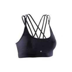 Stanik do tańca nowoczesnego. Czarne biustonosze sportowe damskie DOMYOS, bez wzorów, z bawełny. Za 24.99 zł.