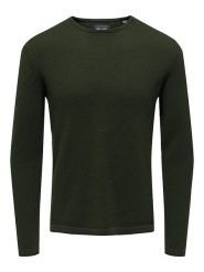 ONLY & SONS Sweter "Panter" w kolorze zielonym rozmiar: S. Zielone swetry męskie Only & Sons, s, bez wzorów, z bawełny, bez kołnierzyka. Za 52.67 zł.
