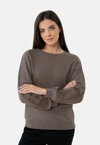 Brązowa bluza B-SEPIA. Brązowe bluzy bez kaptura damskie Volcano, m, z bawełny. Za 159.99 zł.