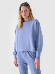 4F Bluza dresowa nierozpinana bez kaptura damska - niebieska L. Niebieskie bluzy bez kaptura damskie 4f, l, z bawełny. W wyprzedaży za 59.99 zł.