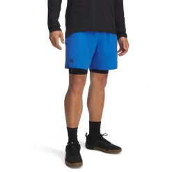 Szorty 2 w 1 Under Armour Vanish Woven. Niebieskie szorty męskie Under Armour, s, z materiału, na fitness i siłownię. Za 234.00 zł.