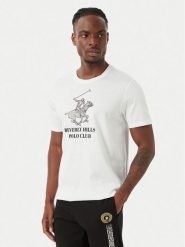 Beverly Hills Polo Club T-Shirt M1619-HR Biały Regular Fit. Białe koszulki polo męskie Beverly Hills Polo Club, m, bez wzorów, z bawełny, bez ramiączek. Za 177.99 zł.
