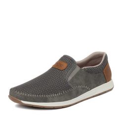 Półbuty Rieker. Szare półbuty męskie Rieker, bez zapięcia. Za 329.99 zł.