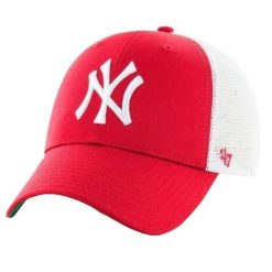 Czapka z daszkiem dla dorosłych 47 Brand MLB New York Yankees Branson Cap. Czerwone czapki męskie 47 Brand, bez wzorów, z bawełny, sportowe. Za 89.99 zł.