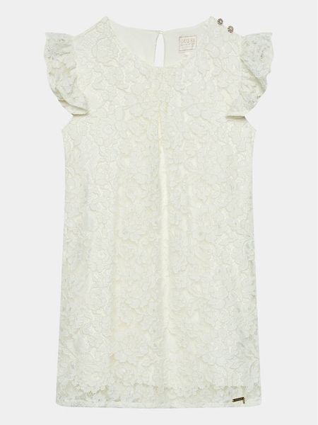Guess Sukienka codzienna J3BK03 WFS60 Écru Regular Fit. Sukienki dziewczęce Guess, z aplikacjami, z bawełny, bez ramiączek. Za 199.99 zł.